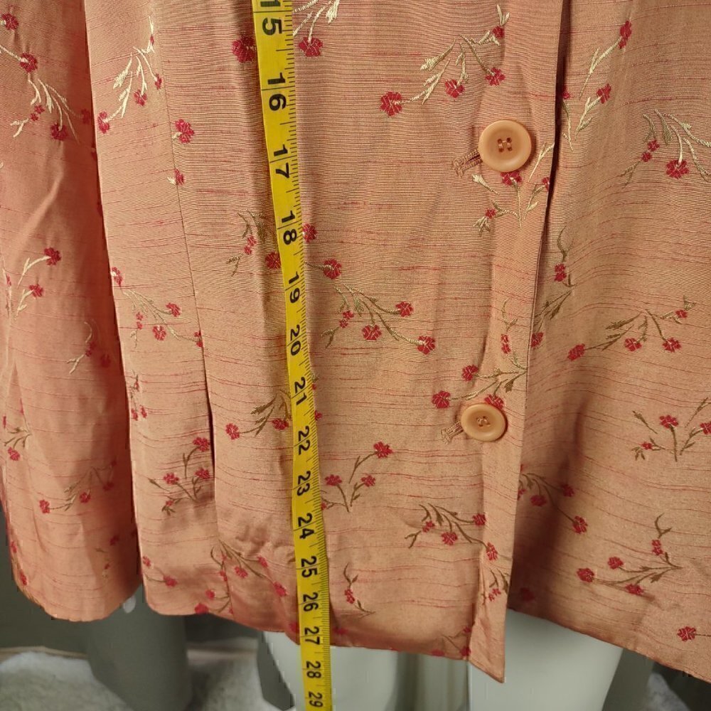 Maggie McNaughton Peach Pink Floral Flower Button Up Blazer, Jacket. Size 22W - Picture 8 of 10